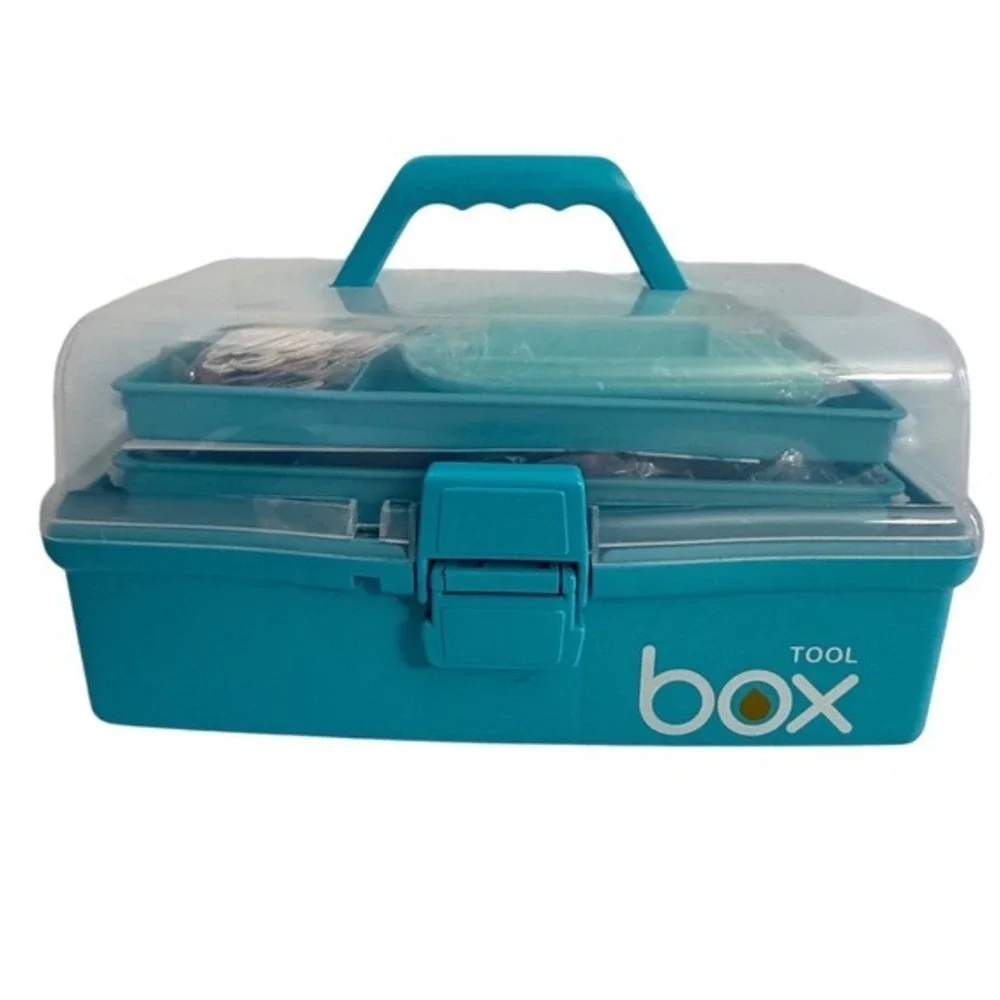 Cake Decorating Kit 100+ Pcs 3-Tier‎ Storage Box Piping Tips Russian Tips Blue